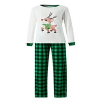 Slušajte Slatki Božićni podudaranje Porodični pidžami, dugih rukava crtani vrhovi + plastirane duge