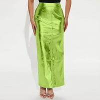 Suknje SoighXZC za žene rastezanje tankih ljetnih casual visokih struka pune boje linije dugačka suknja