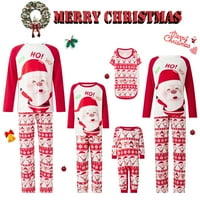 Božićno Porodično podudaranje pidžama setovi Santa Print Tops hlača Xmas Sleep Ležište za odmor Jammies