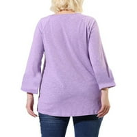 Ženska ležerna puna boja natamljena okrugla vrat kratki rukav labav pulover