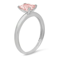 1CT smaragdni rez ružičasti simulirani dijamant 14k bijelo zlato graviranje izjava bridalna godišnjica