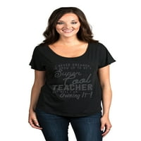 Super cool učiteljica Ženska moda Slouchy Dolman majica Tee Heather Black Veliki