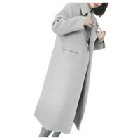 Žene Anorak - zima topli kaput dugačak kaput kaput reversko jaknu od vune plus sive s