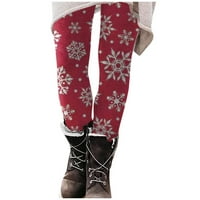 Ženske hlače visoke struke Dužina gležnja božićne ispisane nogavice meke tople zimske rastezmerne tanke