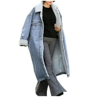 Ženski kaput zimska ženska jakna Jean zgušnjava topli dugi traper kaput za paunke za žene za žene