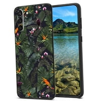 Tamnoroporno-botanički-ptica-paradise-cvjetna futrola za telefon, deginena za Samsung Galaxy S Fe Case Muškarci Žene, Fleksibilni silikonski udarni kofer za Samsung Galaxy S Fe