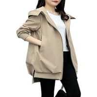 Glonme dukseća za žene Ležerne prilike za zimske jakne Baggy Withbreaker Overcoats Khaki XL 130-140