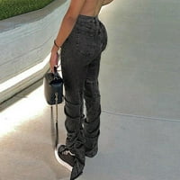 Akiihool traperice za žene visoki struk rastezljivi ženski visoki rastezljivi za rastezljive Jeans Capri mama Jean