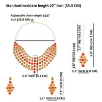 Efulgenz Indijski nakit Choker Kundan Kristal Višeslojni ogrlice naušnice Maang Tikka Glavni lanac Bollywood