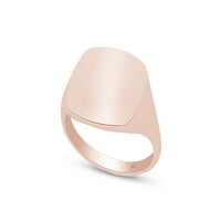 Comfort Fit Square Fignet prsten u 14k ružičasto pozlaćeno srebrno, veličina prstena 9