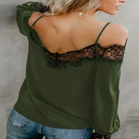 Ženska proljeća padaju seksi od ramena s dugim rukavima cvjetne čipke Podesive majice labave bluze