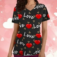 Majica za valentinovo za žene kratki rukav V izrez plus veličina labavi fit slatki love srčani grafički