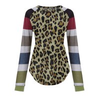 Ležerni leopard okrugli vrat Ženska bluza dugih rukava s dugim rukavima za žene, poklon za čišćenje