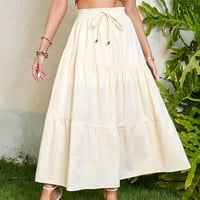 Viadha ženska puna boja pamučna elastična struka Velika natkrivena suknja velika struka polovina suknje