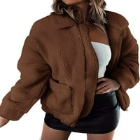 Ženska jakna za struganje, Ležerne prilike reverke Fuzzy Jakne Shaggy Prevelika jakna modna kardigan