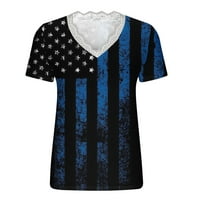 Ženska SAD Top American Flag Top za žene Patriotska majica Udobnost Neovisnosti Ispis Seksi čipka Majica