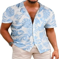 Calzi Muškarci Cvjetni print Tee Classic Ljetne košulje Redovna Fit Havajska majica Okrenite majicu