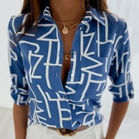 Ketyyh-Chn Ženske košulje Vintage Labavi majica Majice s dugim rukavima Plava, M