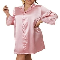 Baby Pink Elegantni obični reverzni vrat Nighthowns Sleeve Plus size Nighthowns & SpassHirts