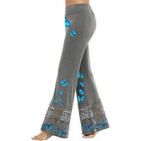 Ženska nova čipka Šuplja široka noga Ležerne prilike leptira Print Sportske elastične joge hlače