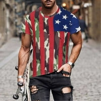 Jsaierl Muška američka američka majica za zastavu Ljetni casual kratkih rukava Grafički print Tops mišićnog