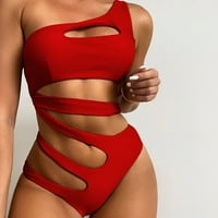 Tkinging Mode Women kupaći komadići jednodijelni čvrsti boju jedno-rame iz šuplje rame iz šuplje bikini