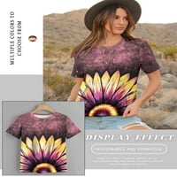 Žene daisy cvjetni grafički grafički tees okrugli vrat kratkih rukava ljetne majice