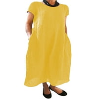 Voguele dame duga haljina pune boje maxi haljine obični sandress ljetni kaftan žuti l