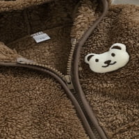 Toddler Baby Girl Boy Fleece zimski kaput 3D medvjed kapuljač s kapuljačom patent zatvarač bez kapuljača