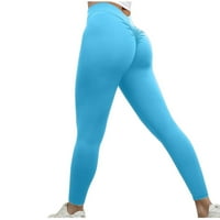 Oalirro ženske joge hlače visokog struka gležnjače za gležnjeve plave udobne joge hlače za žene m