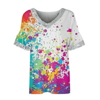Bluza s kratkim rukavima casual vrhovi V-izrez Moda za žene Multicolor 3xl