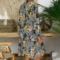 〖Roliyen〗 Ljetne haljine za žene V-izrez Loose cvjetni print tri četvrtina rukave mini haljina ljetna haljina