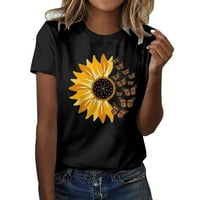 Radne majice B91XZ za žene od suncokreta otisnuta o vratu majica za žene labavo fit cvjetni tiskani