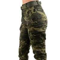 Cikeobv pantalone za žene Ženski višak struka Slim Fit Jogger Cargo kamuflažne hlače za podudaranje