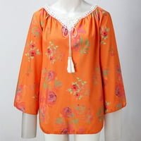 Advoicd Workhout Majice Ljetni cvjetni vrhovi za žene Classic V rect Thirts s dugih rukava Slatka vrhova majica