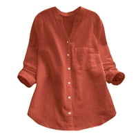 Giligiliso ženska ljetna casual puna boja V izrez dugih rukava za dugi gumbi bluze