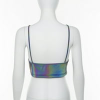 Lizxun ženske kratke košulje, reflektirajuće prazne duboke V-izrez šarene usjeve