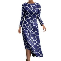 Dyfzdhu haljine za žene okrugli vrat dugih rukava Slim nepravilno 3D haljina od 3d