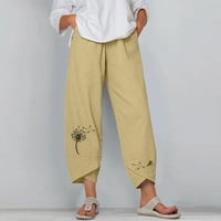 B91XZ Ljetne hlače Žene žene Žene čvrste ležerne hlače Pantalone elastični džepovi širine noge hlače