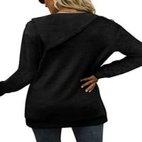 Cindysus dame Osnovne vrhove Žene obične pulover posada Crta puna boja udobna majica crne s