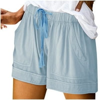 LastESso ženske kratke hlače Elastične struke kratke hlače široke noge Čvrsti lounge kratke hlače vrećastog