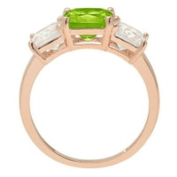 4.0ct Squaral Smaragd Cut zeleni prirodni peridot 18K ruža zlatna godišnjica Angažovanje kamena prstena