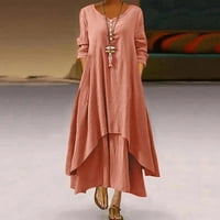 Ženska moda plus veličine okruglica sa okruglim pulcem dugih haljina za veznu haljinu haljina