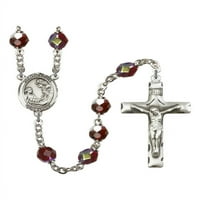 St. Cecilia srebrna krunica januar crvena zaključana veza Aurora Borealis perle Crucifi Veličina medaljine
