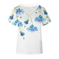 Hanas ženska modna ljetna ženska čipka majica kratkih rukava V izrez T-majica Dressy Casure Raglan kratki
