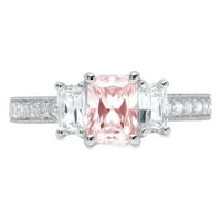 1.82ct smaragdni rez ružičasti simulirani dijamant 18k bijeli zlatni godišnjica Angažman kamena prstena