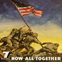 Iwo Jima sada svi zajedno vojnici Airca American Flag WWII poster