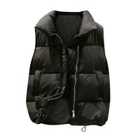 Loopsun ženske vrhove Dressy casual ženski džepni prsluk kratka jakna zimska bez rukava Okrećite ovratnik