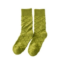 Ediodpoh Žene Jednostavna modna jesen i zima toplo debela boja Jacquard uzorak Midtube Čarape Žene čarape