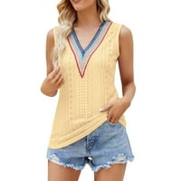 Booker Ljetni vrhovi za žene Trendi kamisole žuto pletene labave lažne lagane bluza bez rukava za vežbanje